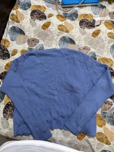 dressbery Blue Ribbed Cardigan