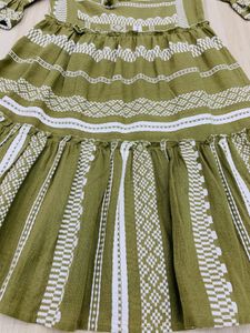 Chic Olive Green Embroidered Dress