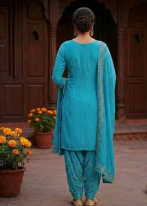 Elegant Teal Embroidered Kurta Set