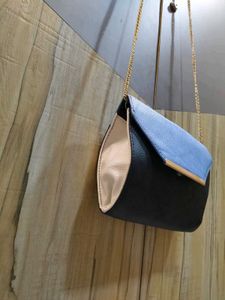 Chic Two-Tone Clutch with Gold Chain