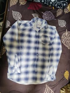Men's Blue &amp; White Plaid Shirt