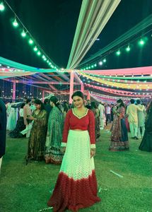 Red &amp; White Chikankari Lehenga Set
