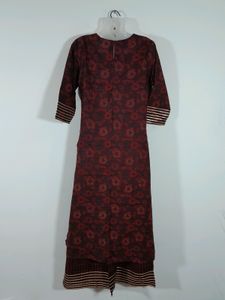 Maroon Printed Kurta Set (Women's)