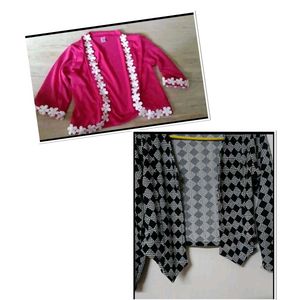 Stylish Pink & Black shrug Set