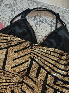 Sparkling Gold &amp; Black Sequin Dress