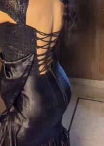 Elegant Black Ruffled Gown