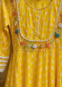 Vibrant Yellow Embroidered Kurta Set with Dupatta