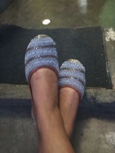 Beaded Blue & Brown Flats