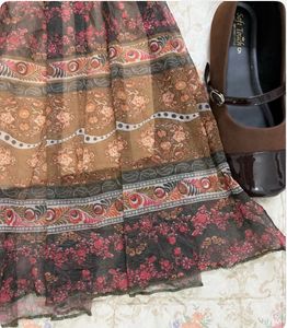 Bohemian Floral Tiered y2k Maxi Skirt