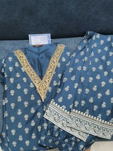 Elegant Teal Kurta Set with Traditional Print