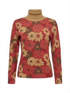 Vintage Floral Turtleneck Sweater