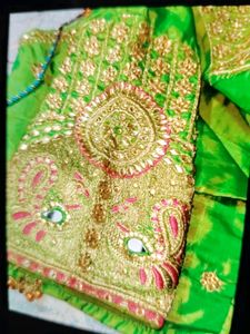 Green Embroidered Sari Blouse