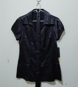 Majora black silk top with sash