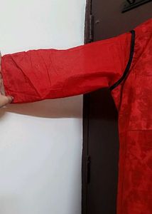 Red Embroidered Anarkali Kurta