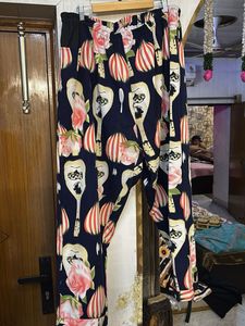 Cute Floral &amp; Guitar Print Pajama Set