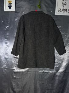 Charcoal Grey Linen Blend Suit Set