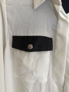 Chic White &amp; Black Button-Up Shirt