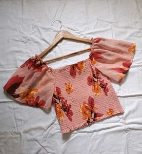 Floral Smocked Square Neck Top