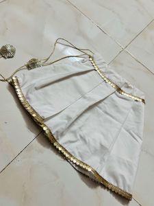 lotus desion cotton white lahenga choli