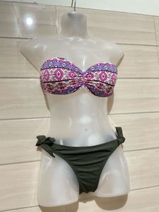 padded Boho Print Strapless Bikini Top