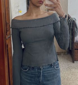 Off-Shoulder Grey Top