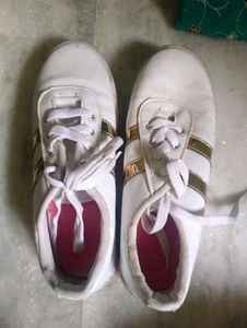 White & Gold Sneakers
