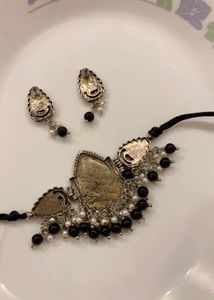 New Exquisite Oxidized Silver Choker Set