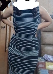 black dress with white stripes
