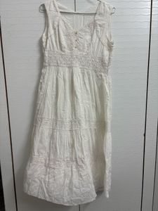 White Broderie Lace Midi Dress