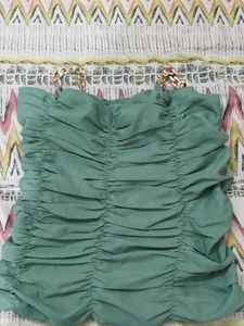 Chic Ruched Top with Chain Detail