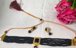 Elegant Black Beaded Choker Necklace
