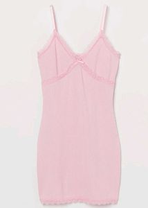 H&amp;M Pink Lace Trim Dress