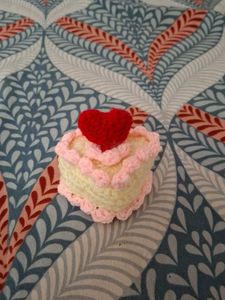 Handmade Crocheted Cake with Heart