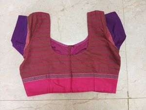 GREEN /PINK SAREE WITH BLOUSE