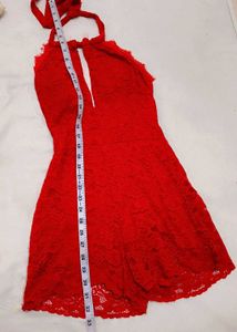 Chic Red Lace Halter jumpsuit