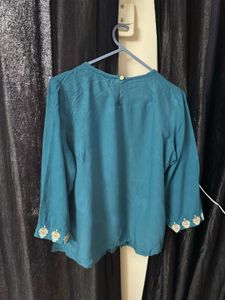 Embroidered Teal Kurta Top