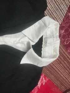 Chic Black Collared Button-Up Top