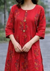 Red Floral Print Cotton Suit✨