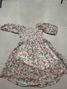 Floral Puff Sleeve Midi Dress