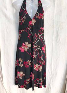 4729. Vintage Floral Halter Neck Maxi Dress