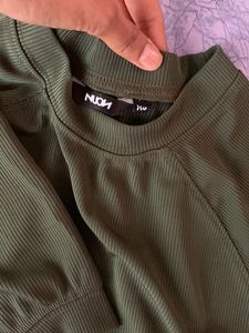 Olive Green Nuon Crop Top
