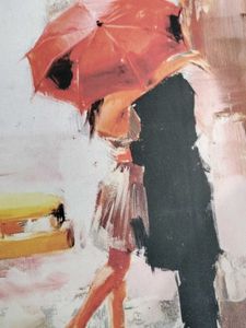 Romantic Couple in the Rain Painting