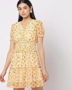 Floral Print Tiered Mini Dress