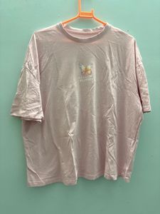 Oversized Cute Pink Butterfly Graphic T-shirt