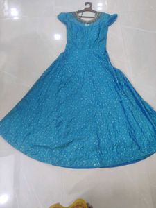 Beautiful Blue Designer Anarkali Suit Set with Dup