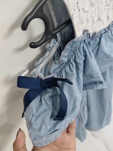 Cute Blue off Shoulder denim Top