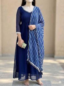 Elegant Navy Blue Anarkali Gown