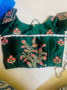 Emerald Green Embroidered Lehenga Choli Set