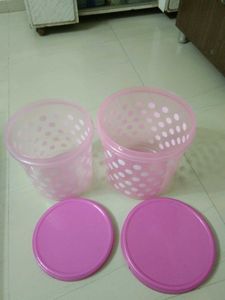 Pink Polka Dot Storage Containers