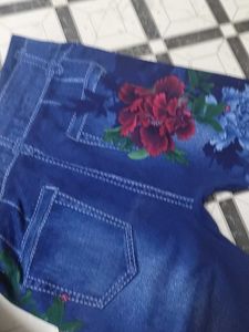 Floral Print Denim Style Leggings